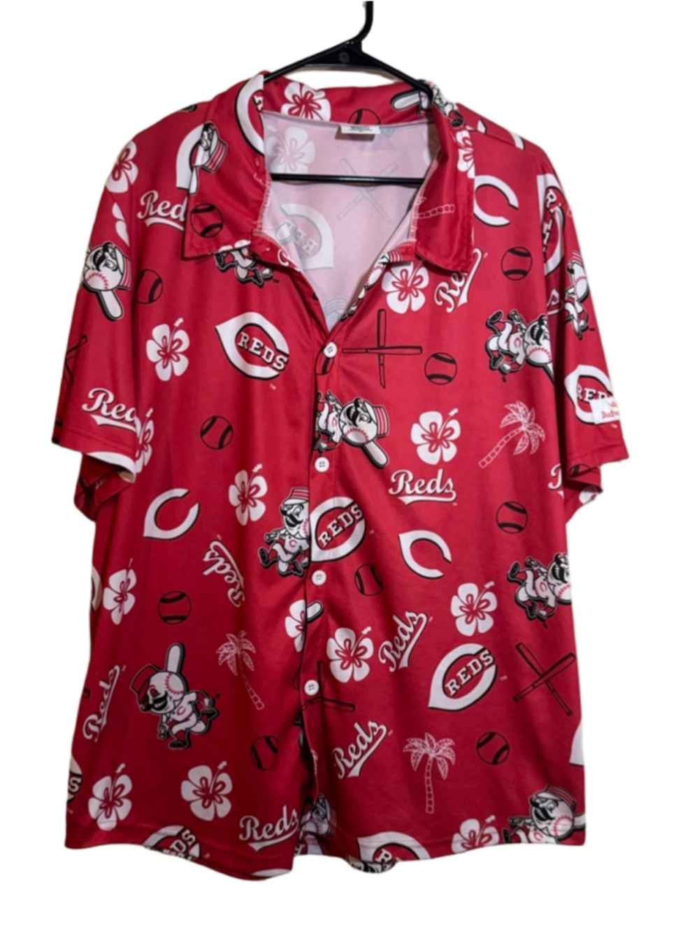 Men's BDA Sports Cincinnati Reds Casual Button Down Shirt XL Red White